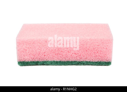New pink dish washing sponge isolated on white background Stock