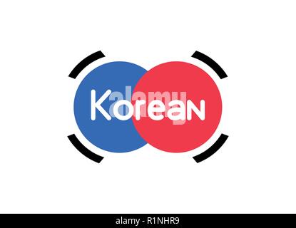 Creative Emblem in style of Korean National Flag - Vector illustration on white. Stock Vector