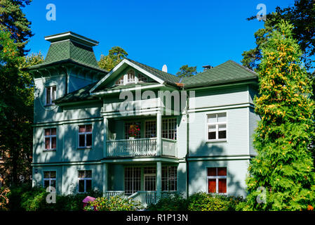 House built in wood. Jūrmala - Jurmala, Latvia, Baltic states, Europe Stock Photo