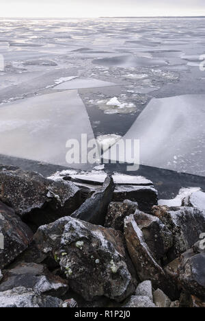Freezing lake Stock Photo