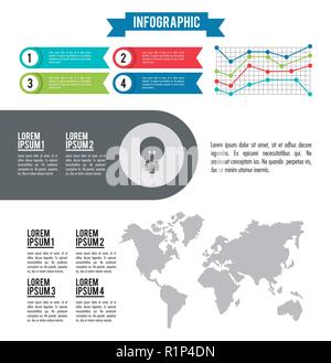 infographic whole world with line diagrams vector illustration graphic design Stock Vector