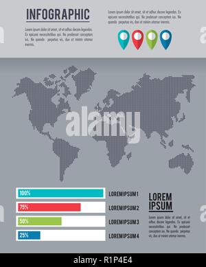 infographic whole world with diagrams vector illustration graphic design Stock Vector