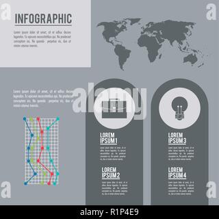 infographic whole world with line diagrams vector illustration graphic design Stock Vector