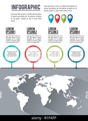 infographic whole world with diagrams vector illustration graphic design Stock Vector