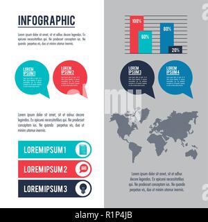infographic styles and organization with tabs and icons vector illustration graphic design Stock Vector