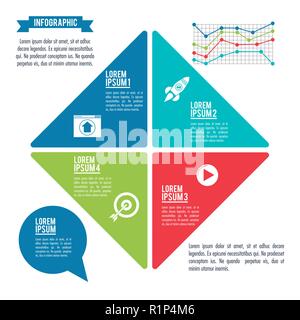 infographic styles and organization with tabs and icons vector illustration graphic design Stock Vector