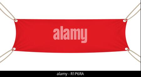 Red textile banner template.Vector Illustration Stock Vector