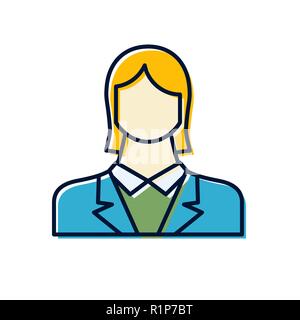 Employee Woman Flat Vector Icon Stock Vector