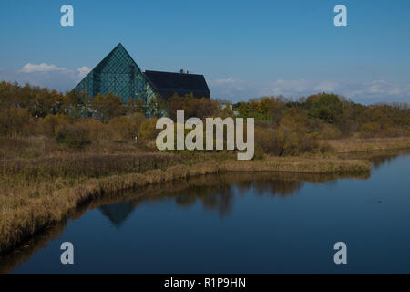 Glass pyramid, 'Hidamari' at Moerenuma Park in Sappor, Japan Stock Photo