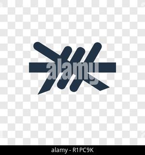 Barbed wire vector icon isolated on transparent background, Barbed wire transparency logo concept Stock Vector