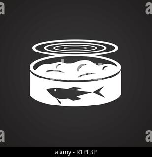 Canned fish on black background Stock Vector