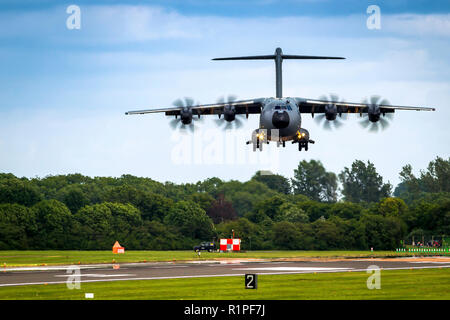 Airbus A400M Atlas is a European, four-engine turboprop military transport aircraft. It was designed by Airbus Military (now Airbus Defence and Space) Stock Photo