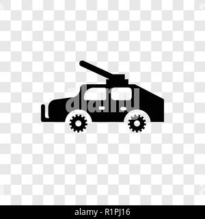 Military vehicle vector icon isolated on transparent background, Military vehicle transparency logo concept Stock Vector