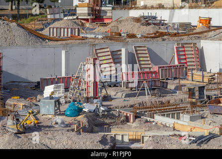 construction site with lots of equipment in sunny ambiance Stock Photo