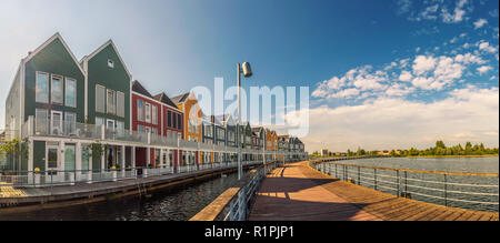 Panorama of famous Rainbow Houses in Houten, Netherlands Stock Photo