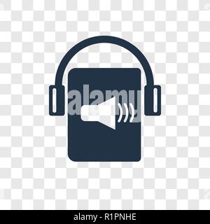 Audiobook vector icon isolated on transparent background, Audiobook transparency logo concept Stock Vector