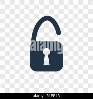 Unlock vector icon isolated on transparent background, Unlock transparency logo concept Stock Vector