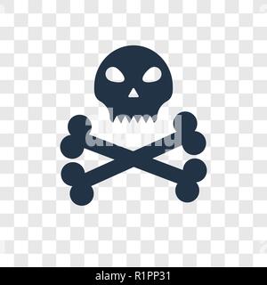 Skull and bones vector icon isolated on transparent background, Skull and bones transparency logo concept Stock Vector