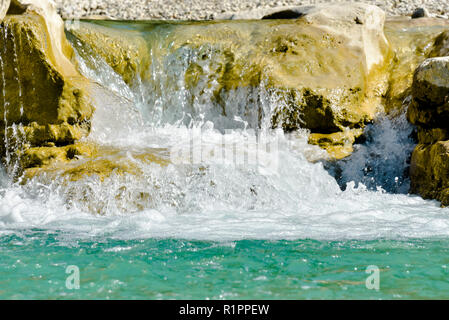 small fall in turquois water, Gorges de la Méouge, Provence, France Stock Photo