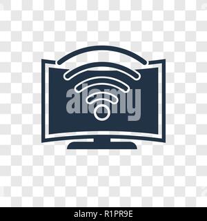 Tv Wireless Connection vector icon isolated on transparent background, Tv Wireless Connection transparency logo concept Stock Vector