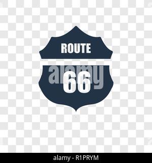 Route 66 vector icon isolated on transparent background, Route 66 transparency logo concept Stock Vector