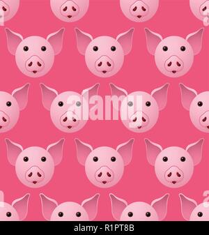 New Year 2019 Pig Seampless Pattern Stock Vector