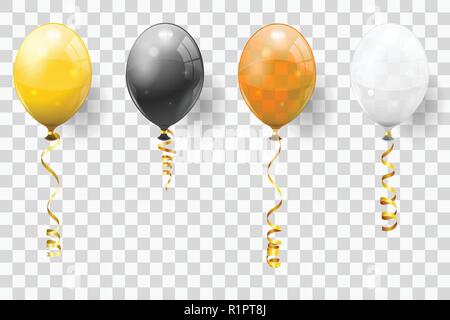 Golden Streamer and Balloons Stock Vector