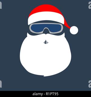 Cap and mustache with a beard of Santa Claus on a white backgrou Stock Vector
