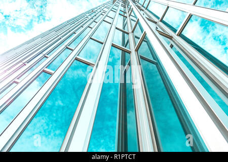 Skyscrapers from a low angle view in modern city of taiwan Stock Photo