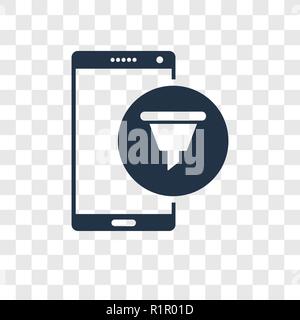 Funnel vector icon isolated on transparent background, Funnel transparency logo concept Stock Vector