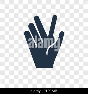 Vulcan salute vector icon isolated on transparent background, Vulcan salute transparency logo concept Stock Vector