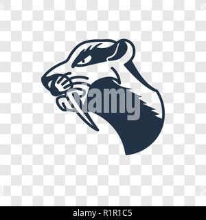 Saber toothed tiger vector icon isolated on transparent background, Saber toothed tiger transparency logo concept Stock Vector