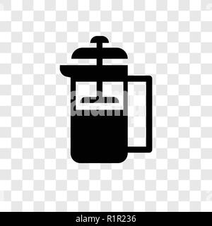 French press vector icon isolated on transparent background, French press transparency logo concept Stock Vector