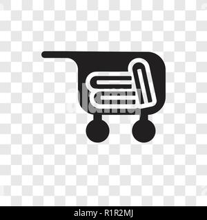 Cart with books vector icon isolated on transparent background, Cart with books transparency logo concept Stock Vector