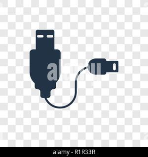 Usb Cable vector icon isolated on transparent background, Usb Cable transparency logo concept Stock Vector