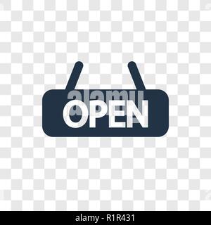 Open vector icon isolated on transparent background, Open transparency logo concept Stock Vector
