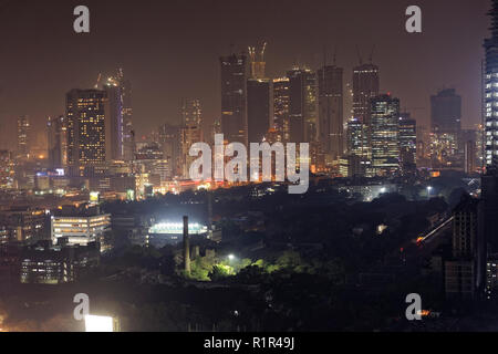 skyscrapers in Mumbai on Diwali, showing skyline of Mumbai. Stock Photo