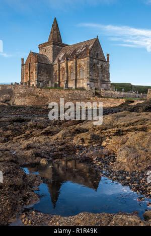 St Monans Church dates from medieval times and is situated in an isolated position on the very edge of the North Sea in the East Neuk of Fife, Scotlan Stock Photo