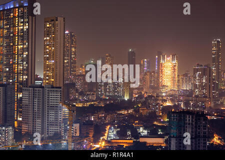 skyscrapers in Mumbai on Diwali, showing skyline of Mumbai. Stock Photo