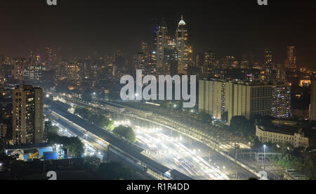 skyscrapers in Mumbai on Diwali, showing skyline of Mumbai. Stock Photo