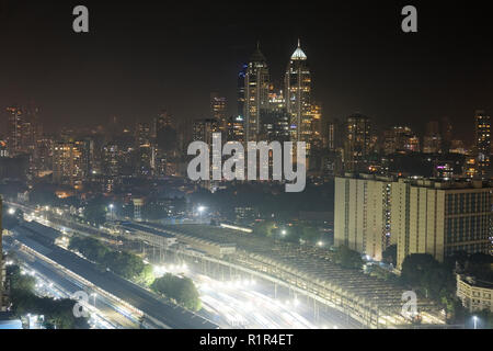 skyscrapers in Mumbai on Diwali, showing skyline of Mumbai. Stock Photo