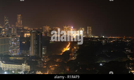 skyscrapers in Mumbai on Diwali, showing skyline of Mumbai. Stock Photo