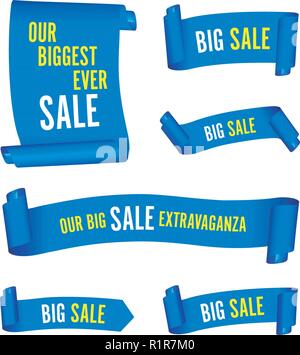Our big sale set of blue banners Stock Vector