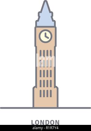 London line icon. Big Ben vector illustration. Stock Vector