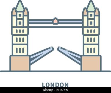 London line icon. Tower Bridge vector illustration. Stock Vector
