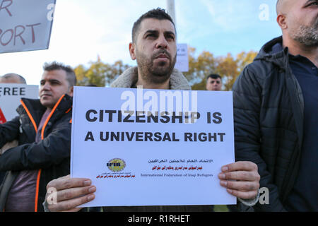 London, UK. 14th Nov, 2018. Iraqi national protest for uk citizenship and too be given a UK passport. Penelope Barritt/Alamy Live News Stock Photo