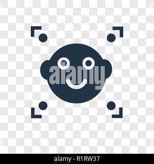 Facial recognition vector icon isolated on transparent background, Facial recognition transparency logo concept Stock Vector