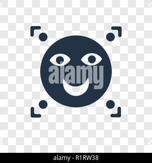 Facial recognition vector icon isolated on transparent background, Facial recognition transparency logo concept Stock Vector