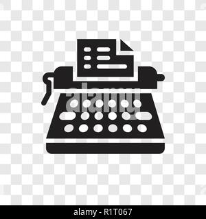 Typewriter vector icon isolated on transparent background, Typewriter transparency logo concept Stock Vector
