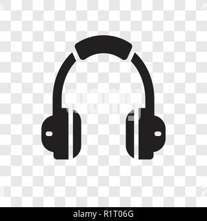 Headphones vector icon isolated on transparent background, Headphones transparency logo concept Stock Vector